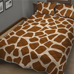 Brown Giraffe Pattern Print Quilt Bed Set