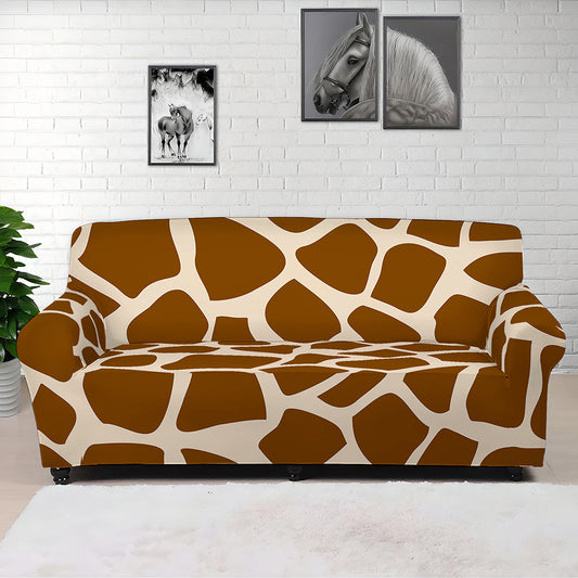 Brown Giraffe Pattern Print Sofa Cover