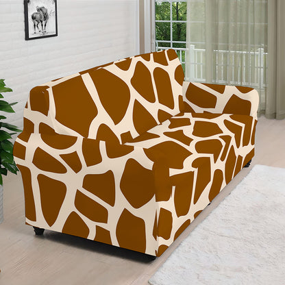 Brown Giraffe Pattern Print Sofa Cover