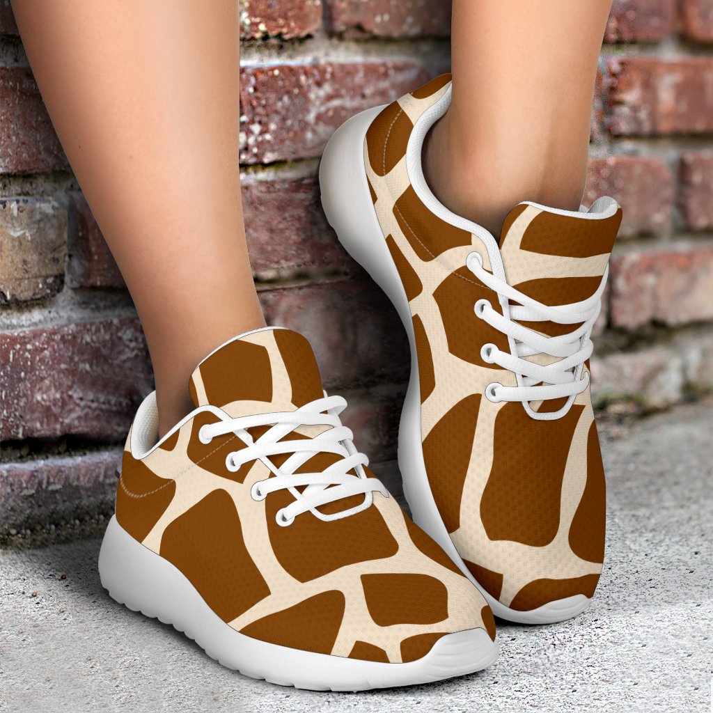 Brown Giraffe Pattern Print Sport Shoes GearFrost