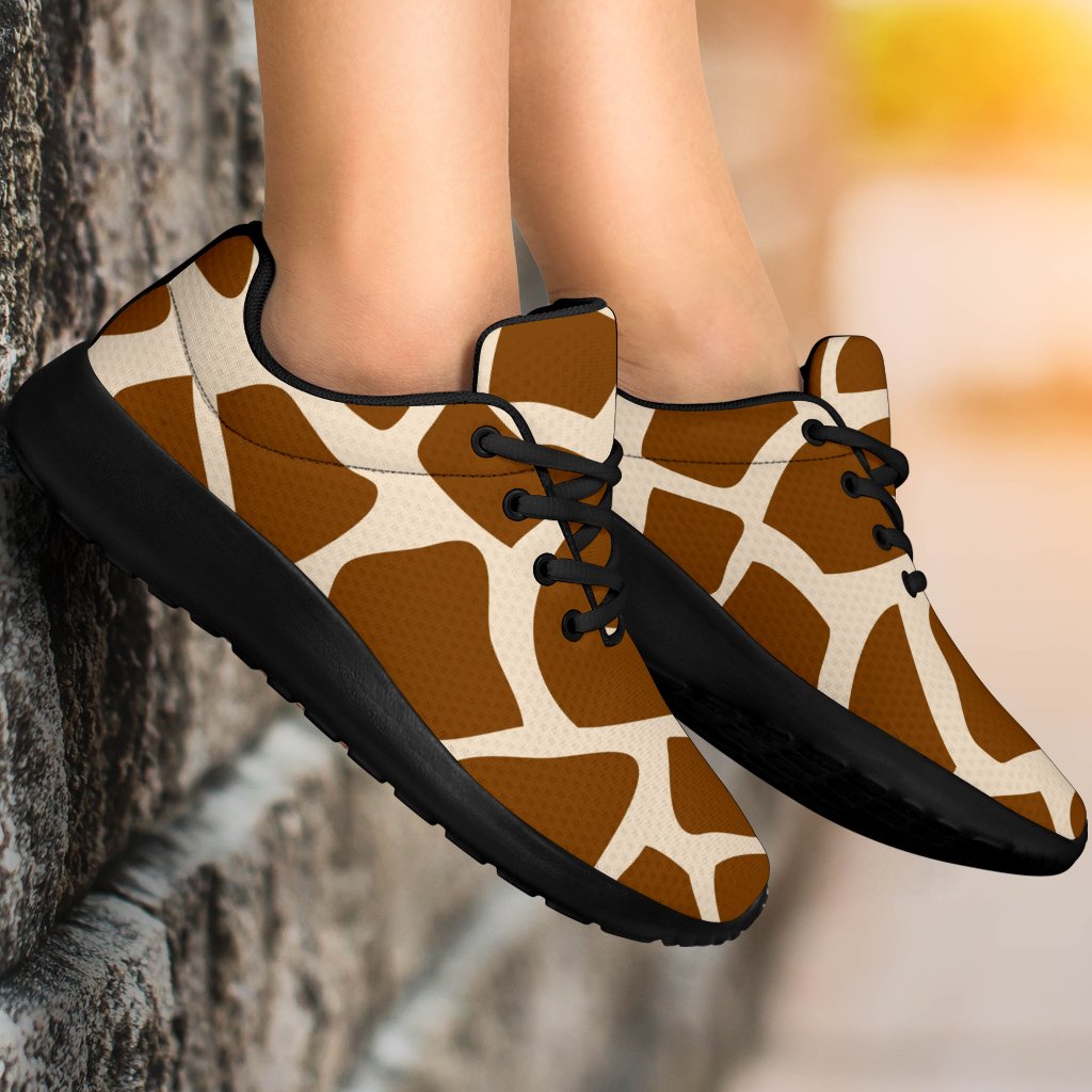 Brown Giraffe Pattern Print Sport Shoes GearFrost