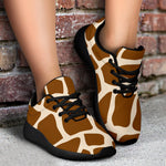 Brown Giraffe Pattern Print Sport Shoes GearFrost