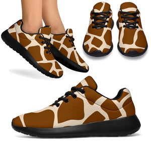 Brown Giraffe Pattern Print Sport Shoes GearFrost