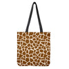 Brown Giraffe Pattern Print Tote Bag