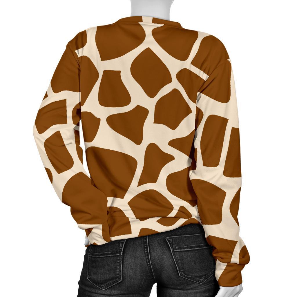 Brown Giraffe Pattern Print Women's Crewneck Sweatshirt GearFrost