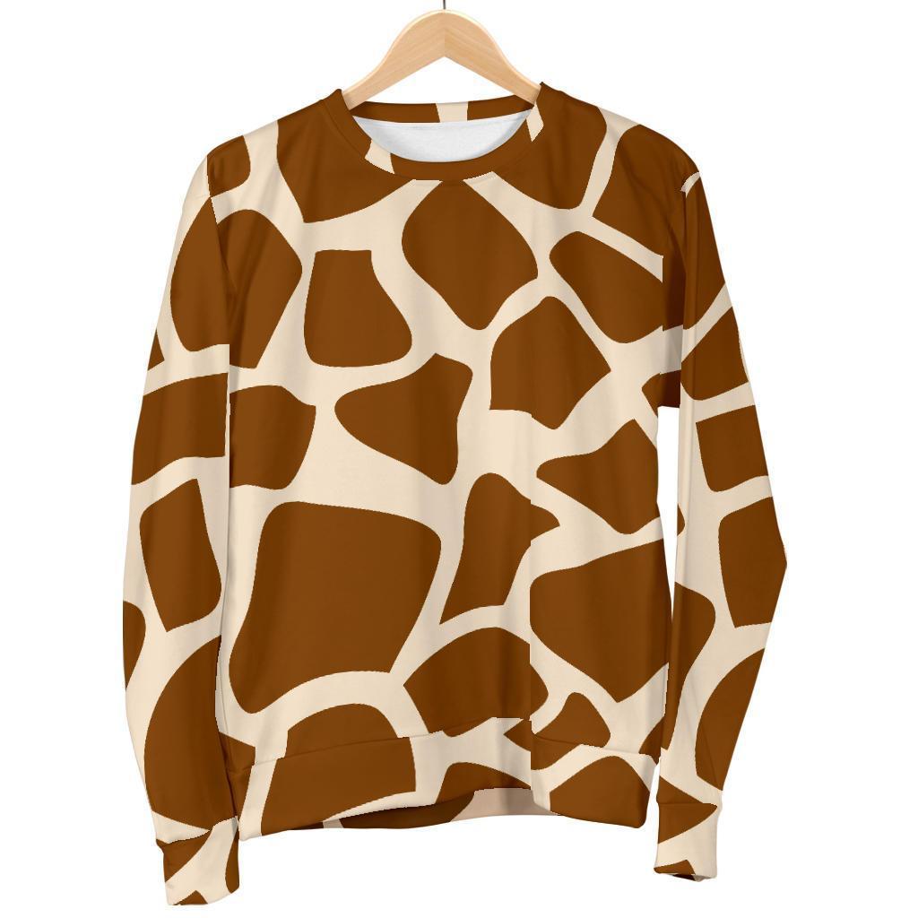 Brown Giraffe Pattern Print Women's Crewneck Sweatshirt GearFrost