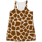 Brown Giraffe Pattern Print Women's Racerback Tank Top