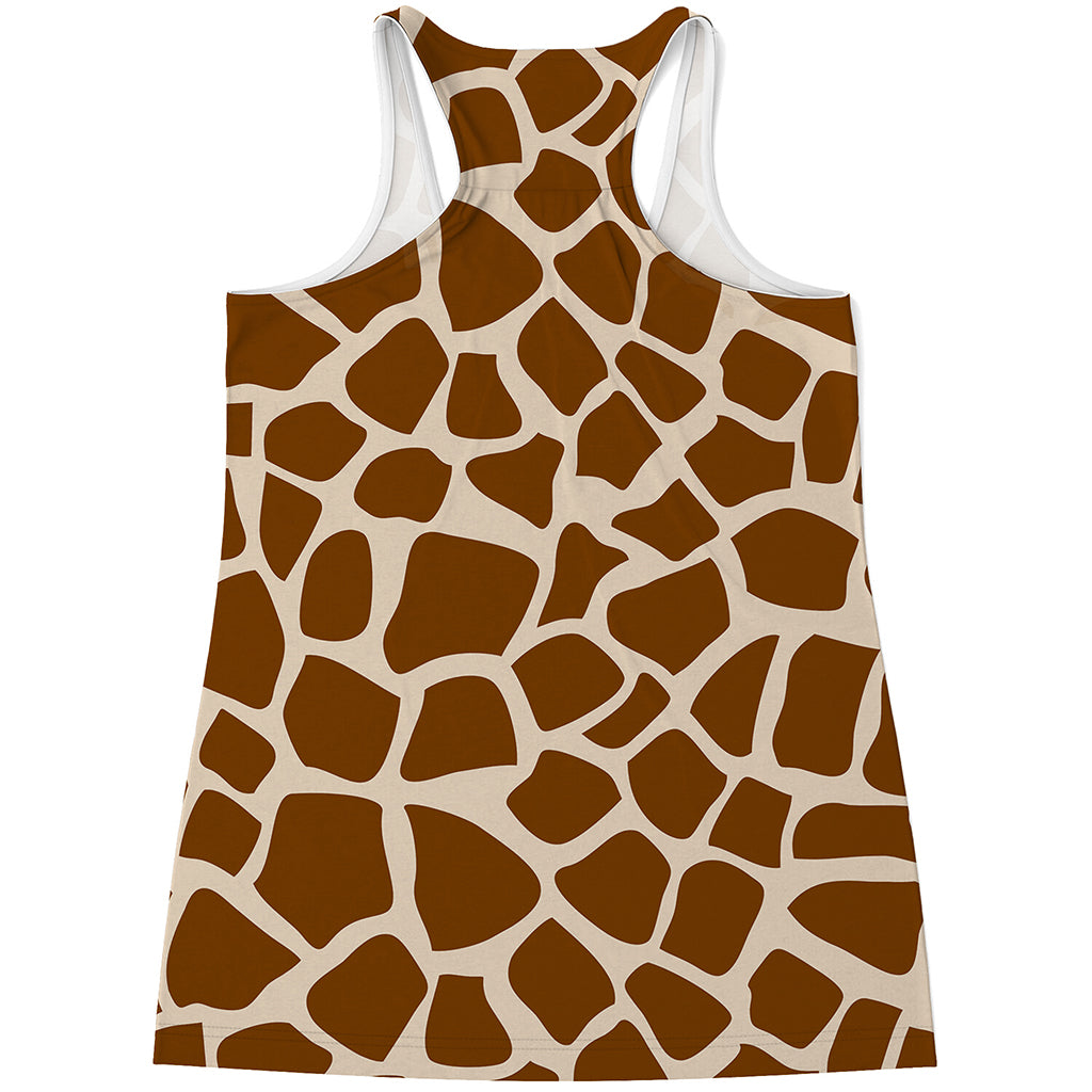 Brown Giraffe Pattern Print Women's Racerback Tank Top