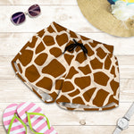 Brown Giraffe Pattern Print Women's Shorts