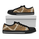 Brown Giraffe Print Black Low Top Shoes