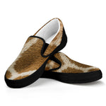 Brown Giraffe Print Black Slip On Shoes
