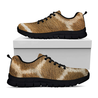 Brown Giraffe Print Black Sneakers