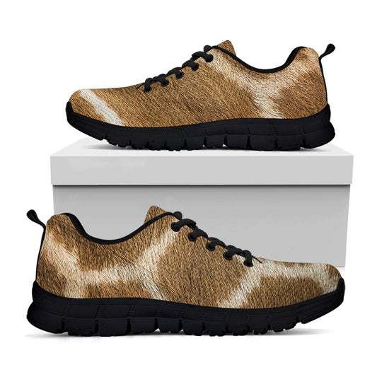 Brown Giraffe Print Black Sneakers