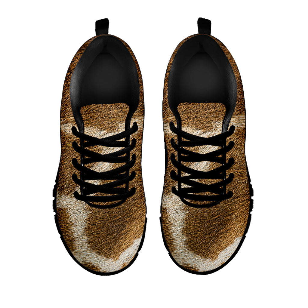 Brown Giraffe Print Black Sneakers