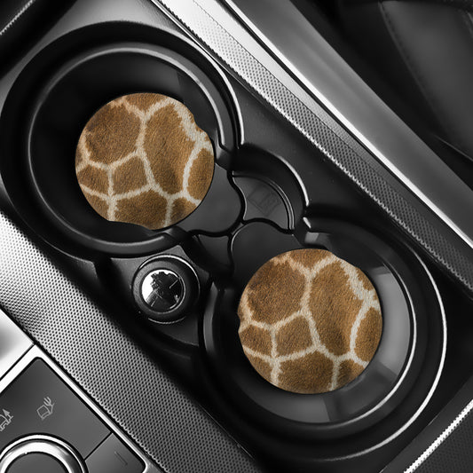 Brown Giraffe Print Car Coasters
