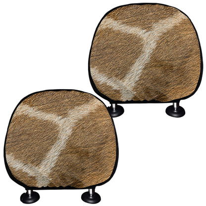 Brown Giraffe Print Car Headrest Covers