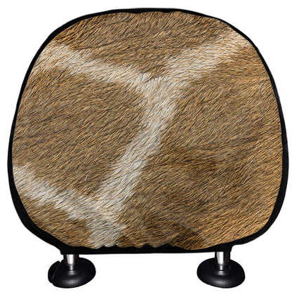 Brown Giraffe Print Car Headrest Covers