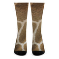 Brown Giraffe Print Crew Socks