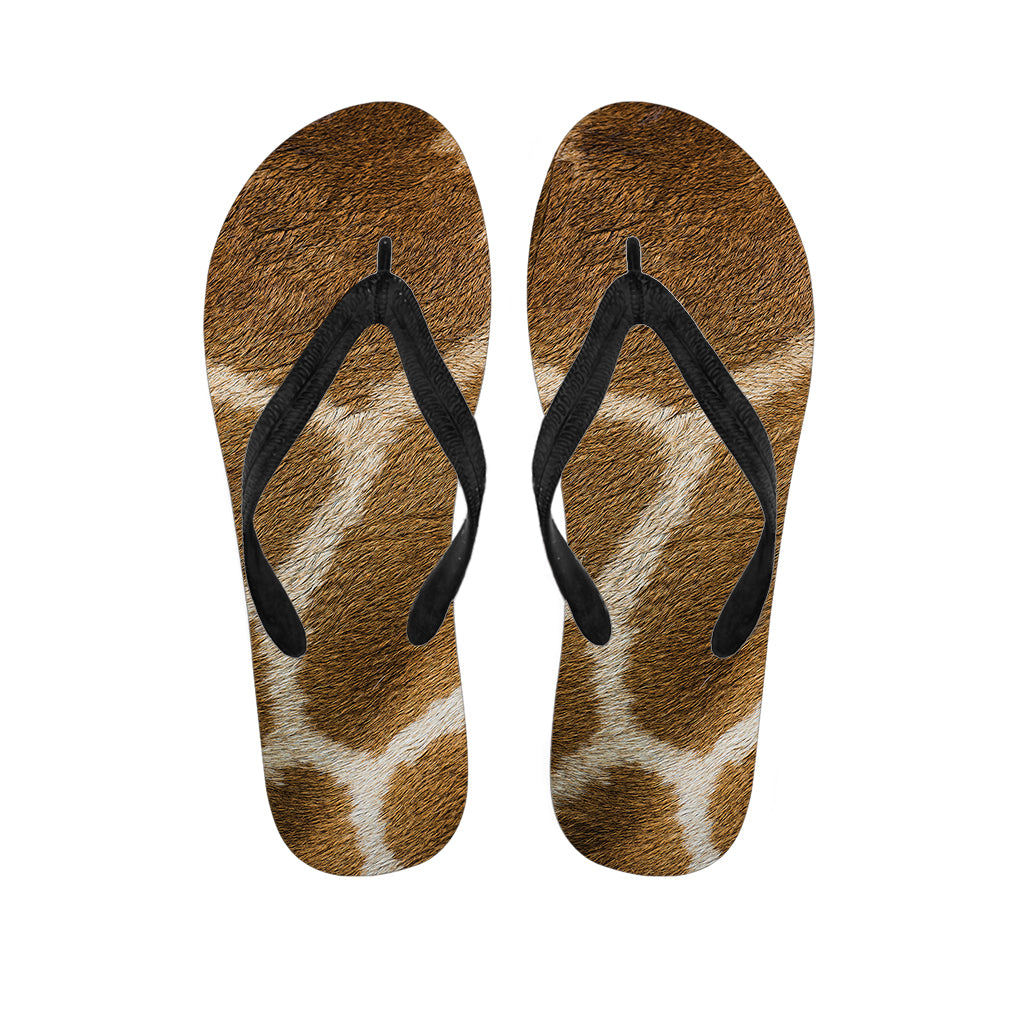 Brown Giraffe Print Flip Flops