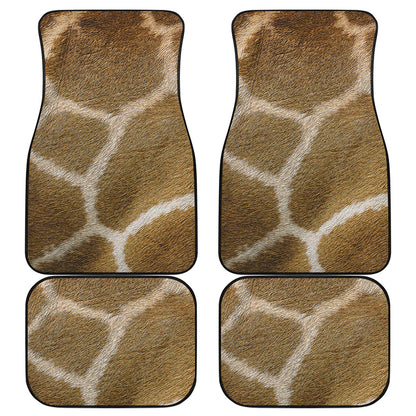 Brown Giraffe Print Front and Back Car Floor Mats