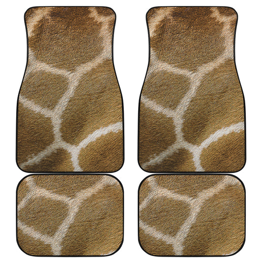 Brown Giraffe Print Front and Back Car Floor Mats