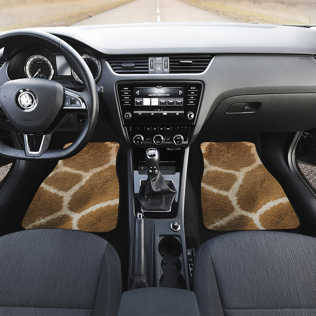 Brown Giraffe Print Front and Back Car Floor Mats