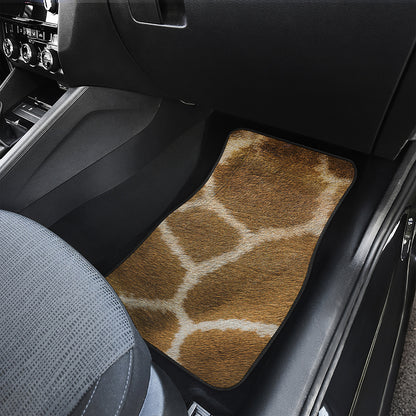 Brown Giraffe Print Front Car Floor Mats