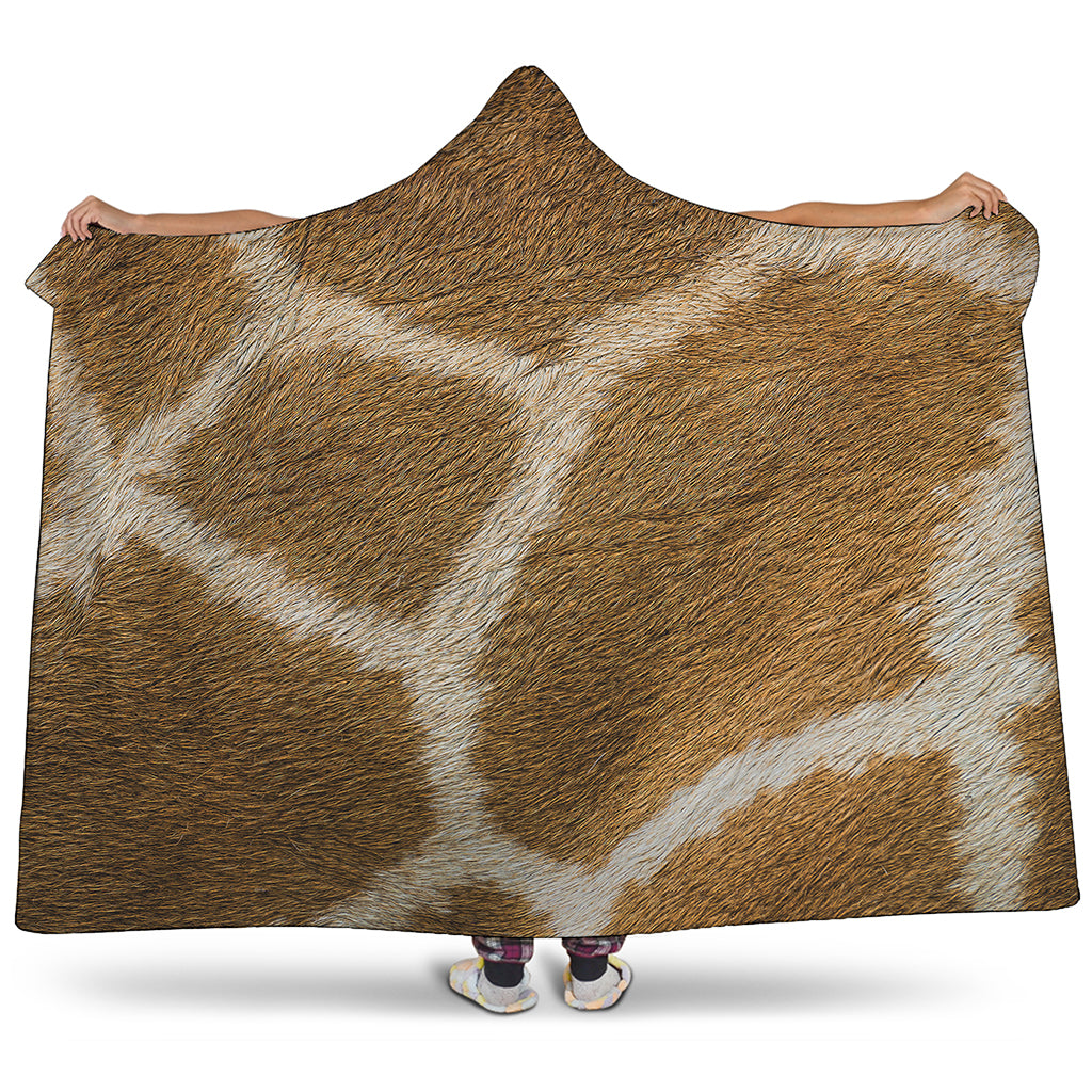 Brown Giraffe Print Hooded Blanket