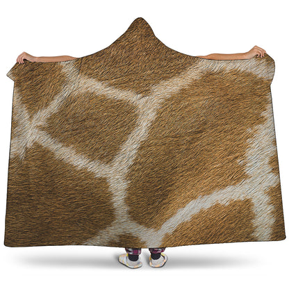 Brown Giraffe Print Hooded Blanket