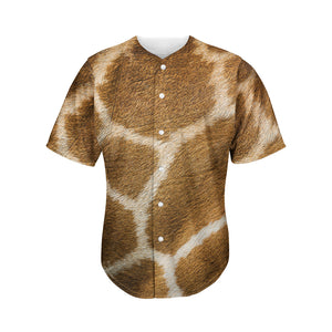 Brown Giraffe Print Men's Baseball Jersey