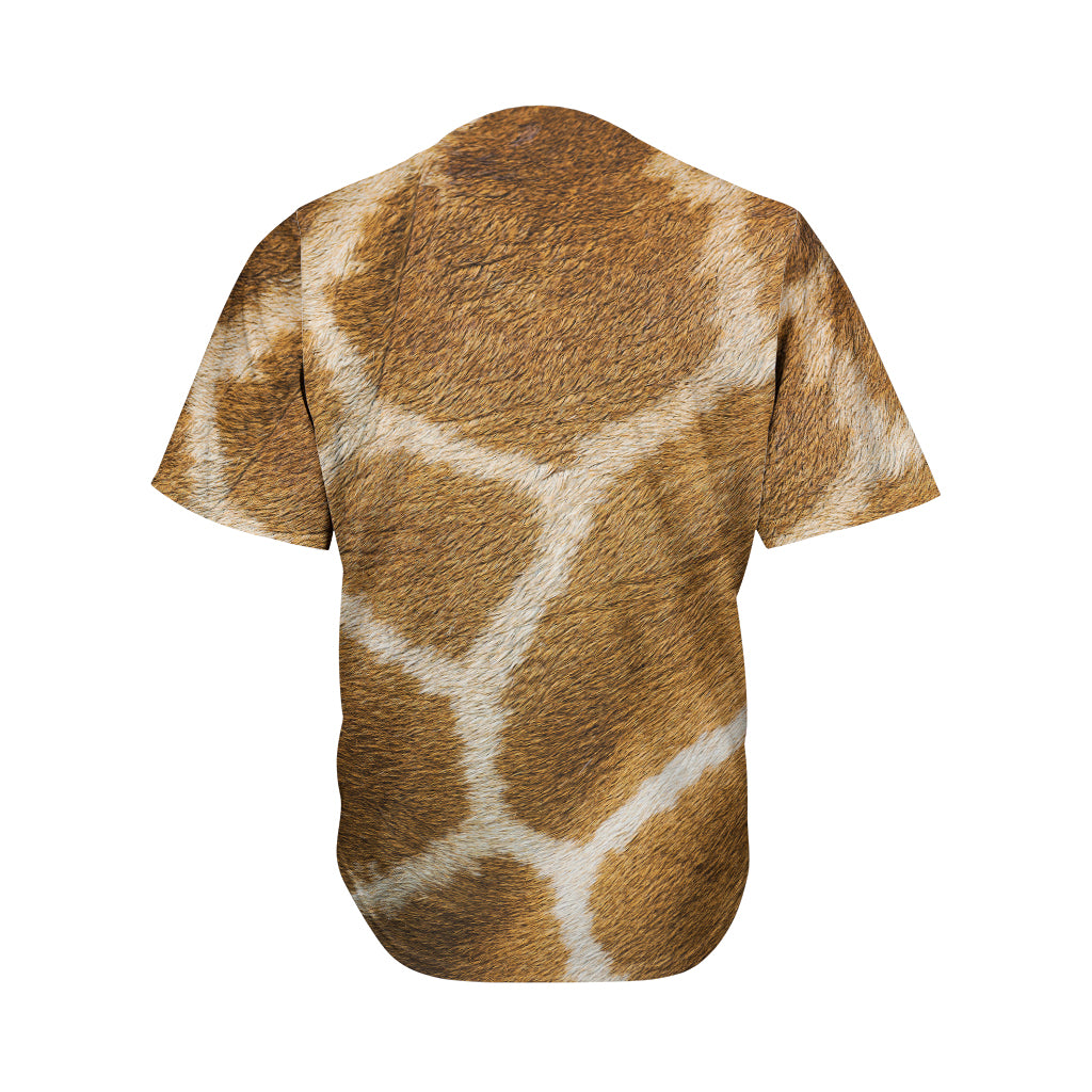 Brown Giraffe Print Men's Baseball Jersey