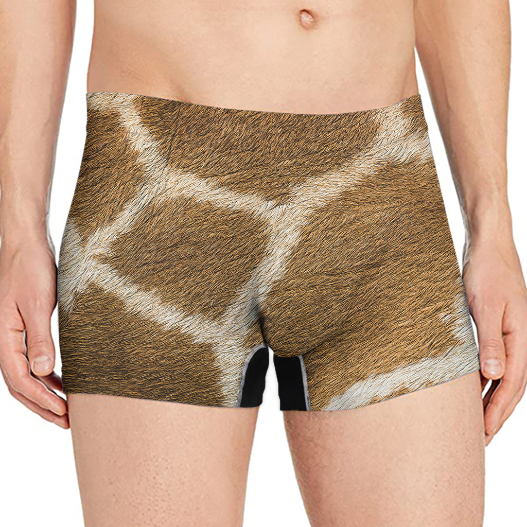Brown Giraffe Print Men's Boxer Briefs