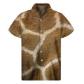 Brown Giraffe Print Men's Short Sleeve Shirt