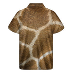Brown Giraffe Print Men's Short Sleeve Shirt