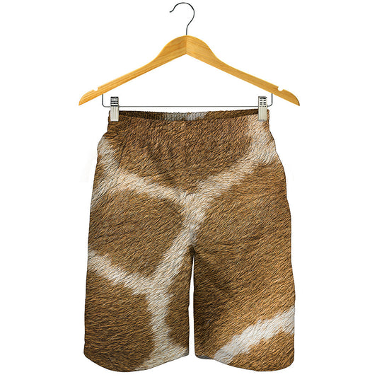 Brown Giraffe Print Men's Shorts