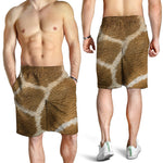 Brown Giraffe Print Men's Shorts