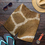 Brown Giraffe Print Men's Shorts
