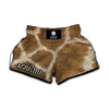 Brown Giraffe Print Muay Thai Boxing Shorts