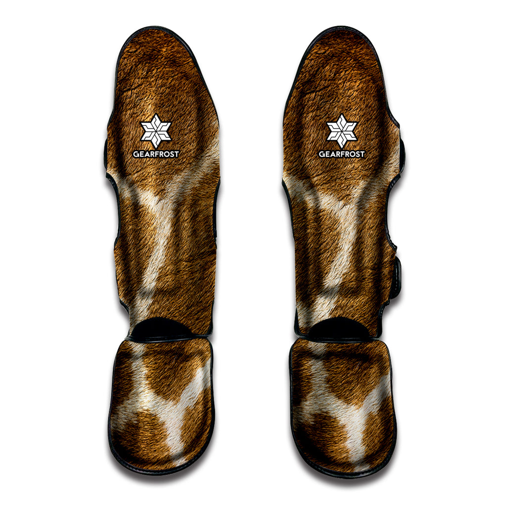 Brown Giraffe Print Muay Thai Shin Guard