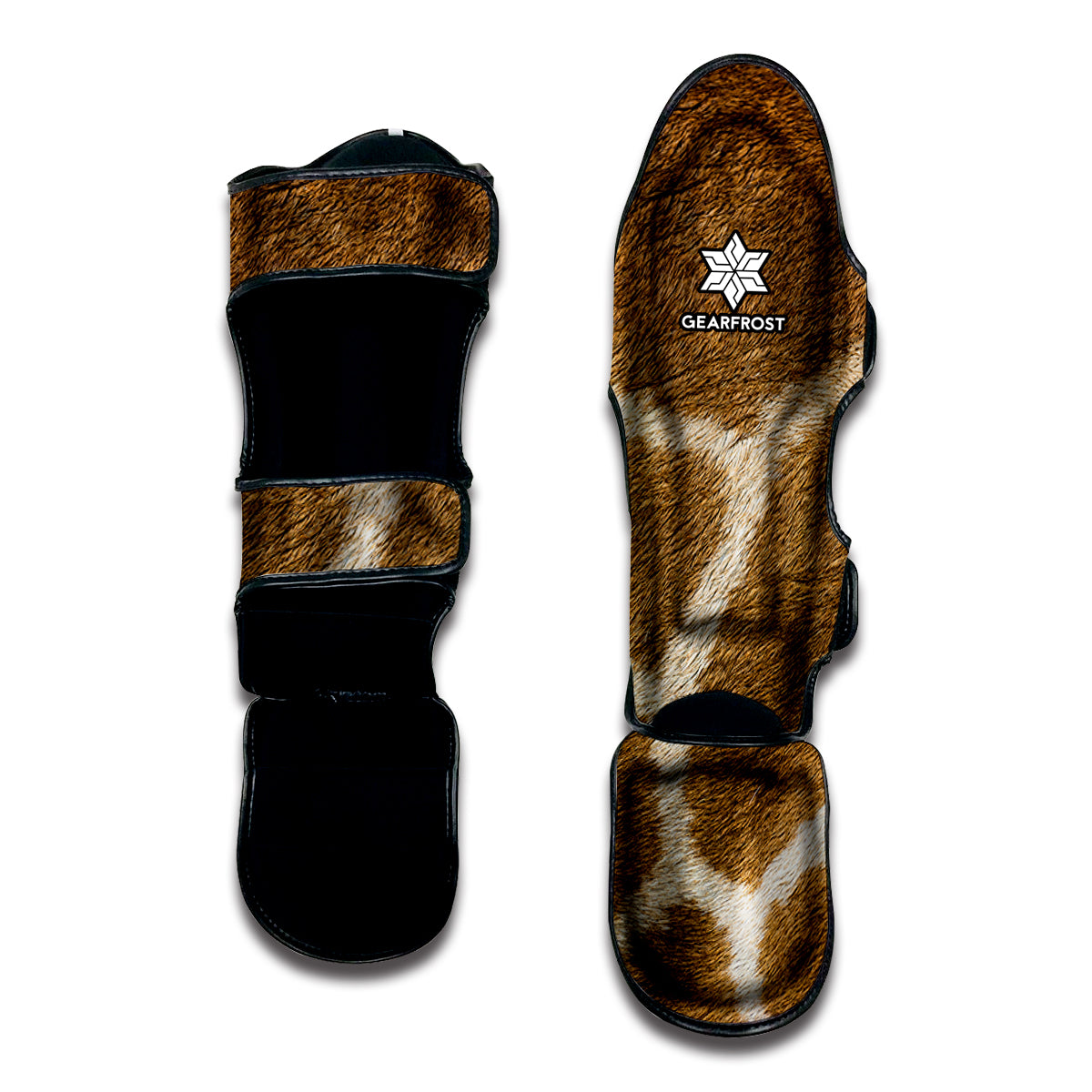 Brown Giraffe Print Muay Thai Shin Guard