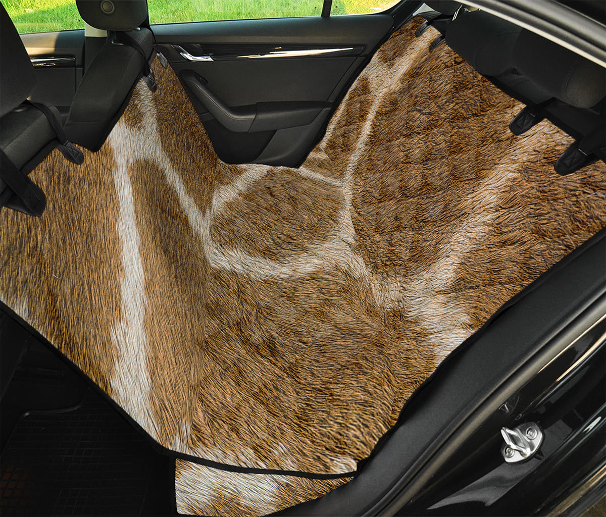 Brown Giraffe Print Pet Car Back Seat Cover