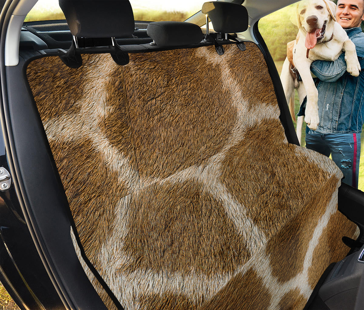 Brown Giraffe Print Pet Car Back Seat Cover