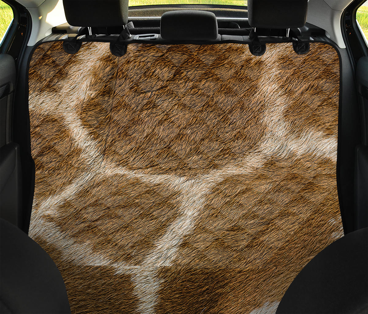 Brown Giraffe Print Pet Car Back Seat Cover
