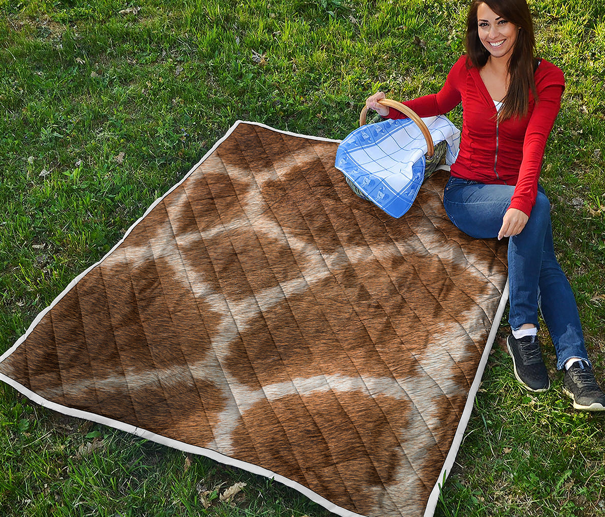 Brown Giraffe Print Quilt