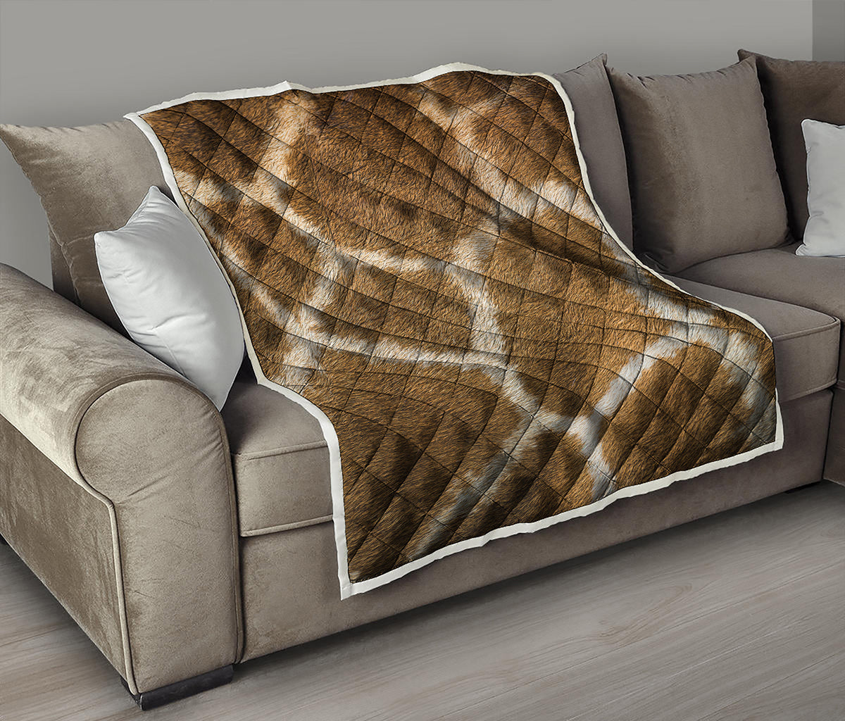 Brown Giraffe Print Quilt
