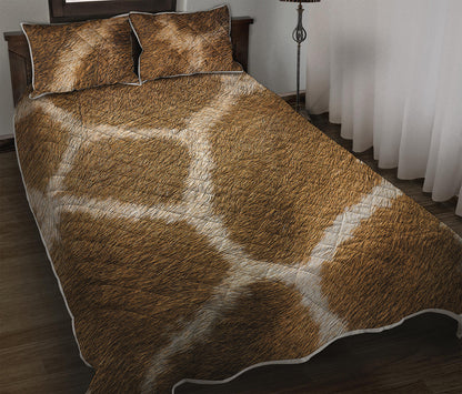Brown Giraffe Print Quilt Bed Set