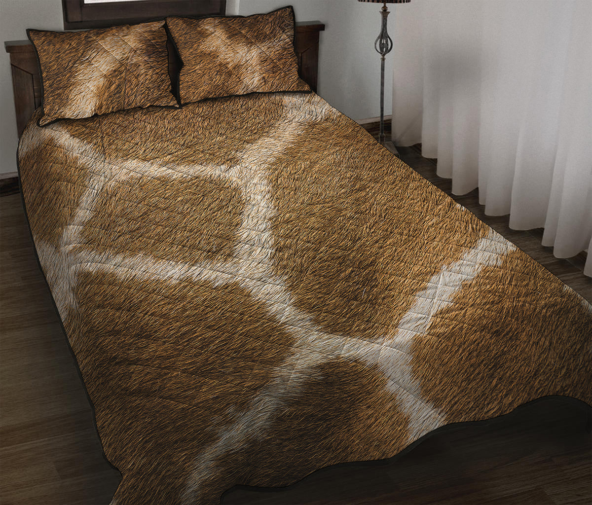 Brown Giraffe Print Quilt Bed Set