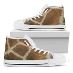 Brown Giraffe Print White High Top Shoes