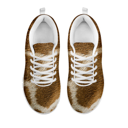 Brown Giraffe Print White Sneakers