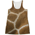 Brown Giraffe Print Women's Racerback Tank Top